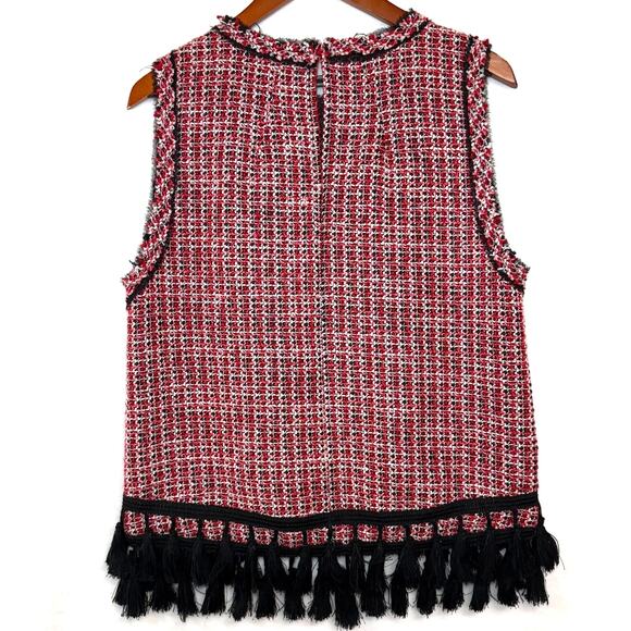 Zara Medium Colorful Tweed Fringe Sleeveless Top Beach Boho Chic Indie Lagenlook - Picture 6 of 12